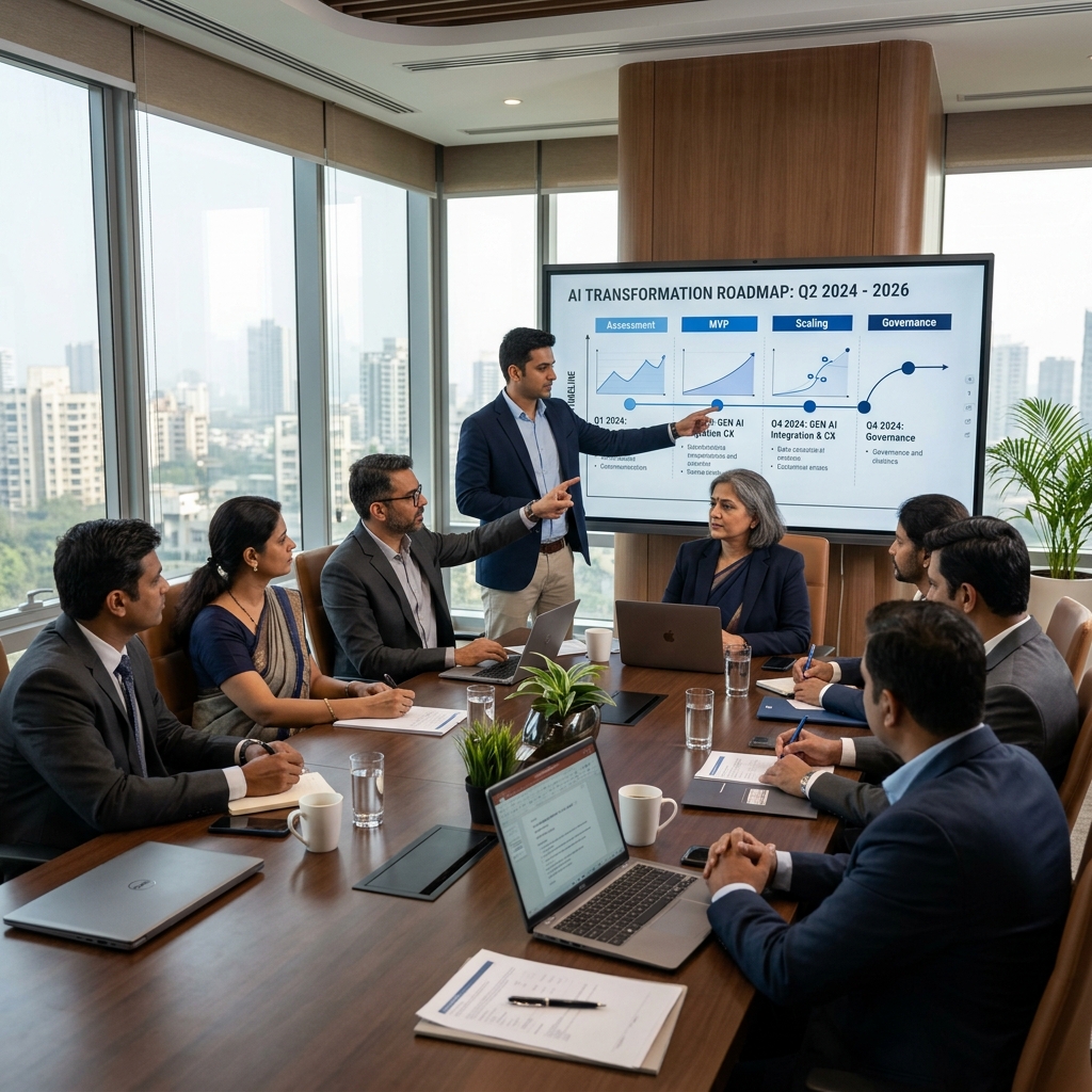 Zero Zeta AI advisor discussing adoption roadmap with enterprise team